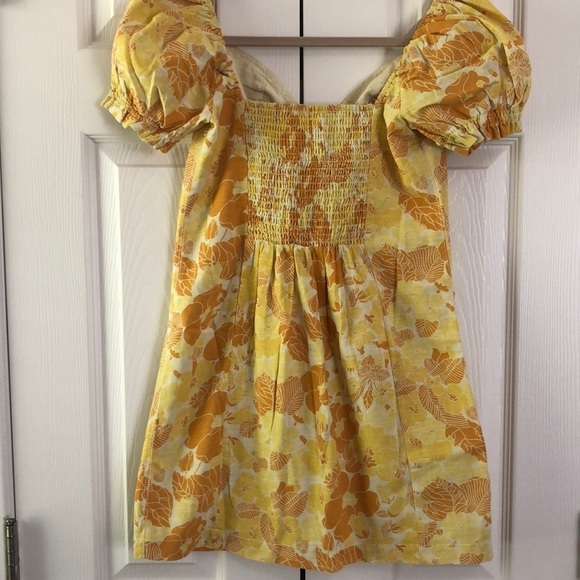 Urban Outfitters Floral Hook and Eye Mini Dress Yellow Size Small NWT - Picture 3 of 16